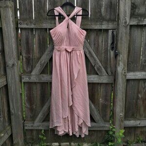 strapless open back dress FOR LOVE & LEMONS Rosalyn Maxi Floral Dress in Pink